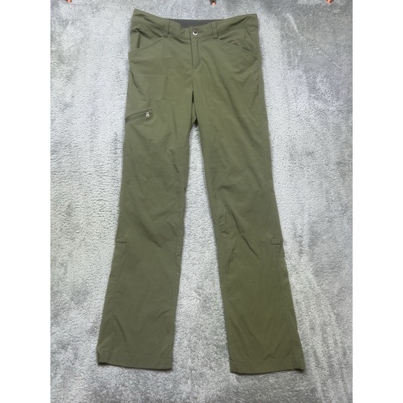Patagonia Pants  Women's 4 Green Quandary Outdoor Hiking Nylon Drawsting *SPOTS - Picture 1 of 16